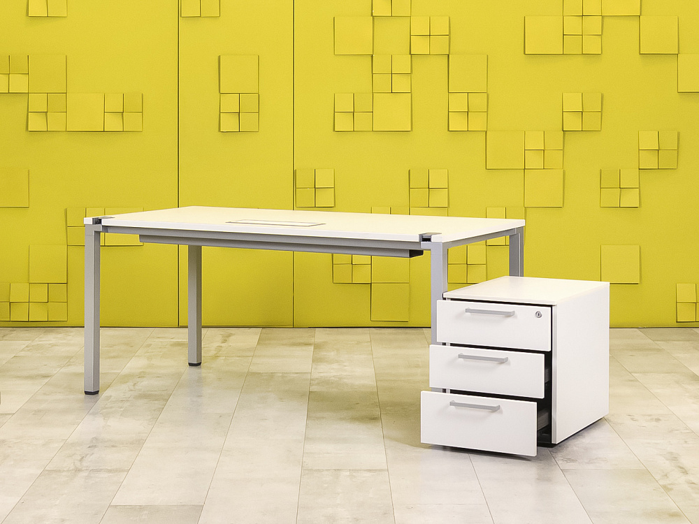 Комплект офисной мебели стол с тумбой  Steelcase ЛДСП Белый Франция  СППБТ-04026