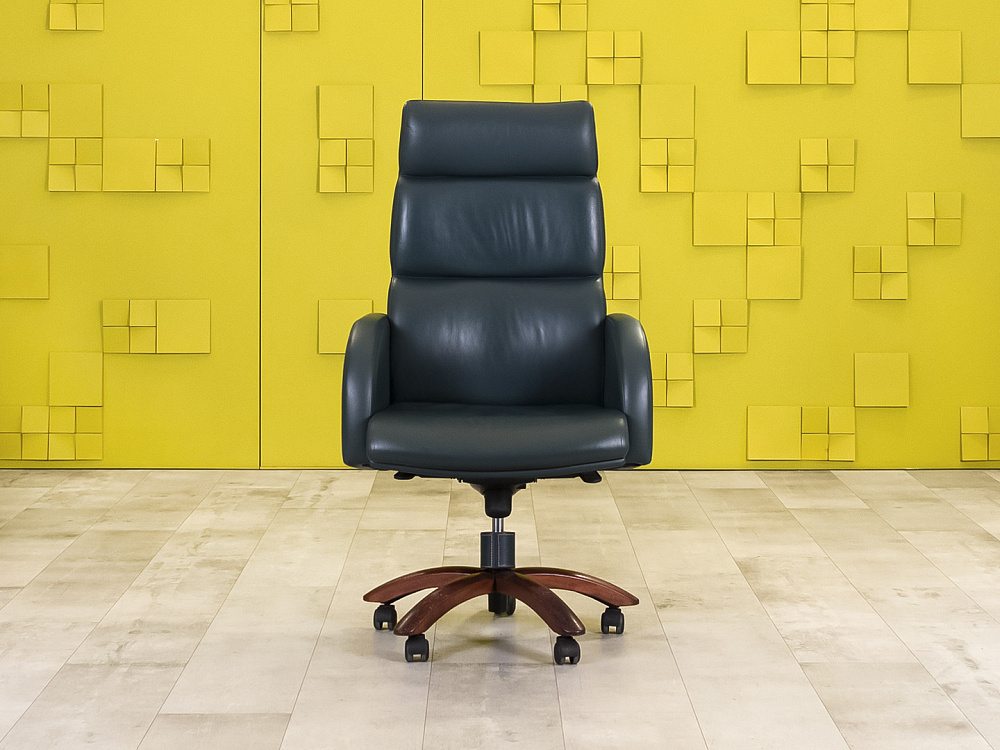 Офисное кресло руководителя на колесах CODUTTI MINOS Кожа Зелёный Италия_КРКЗ-02071