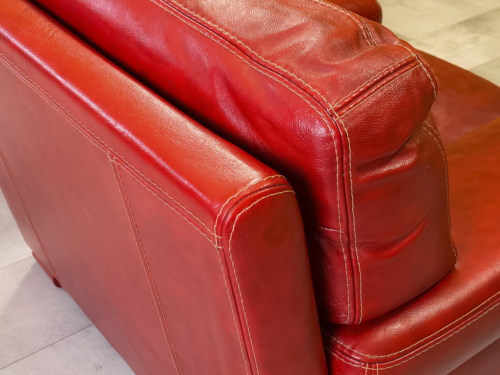Диван и 2 кресла TS SALOTTI 1600x900 Кожа Красный Италия_ДНККК-241123