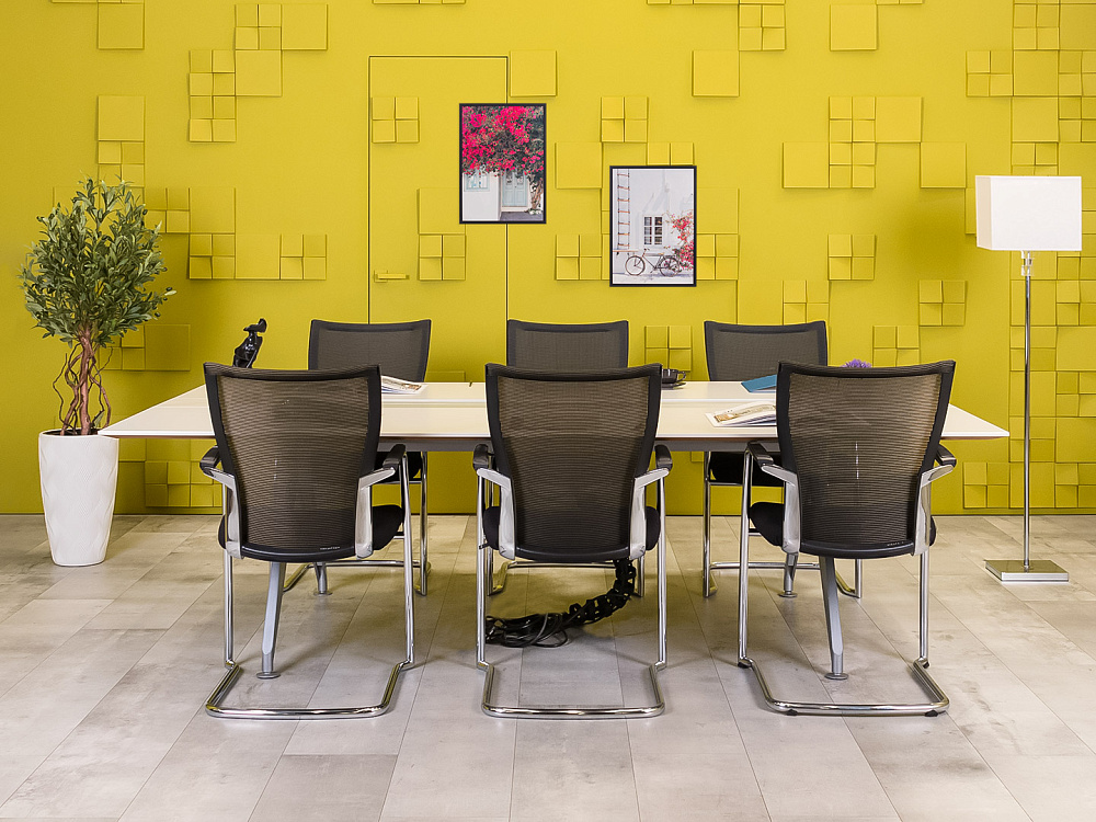 Офисный стол для переговоров Steelcase 2450x1500x720 МДФ Белый Франция_СГПБ-281223