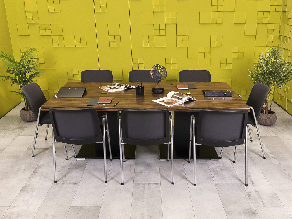 Офисный стол для переговоров Ego 2200x1200x750 Шпон Зебрано Италия_СГПЗ-271123