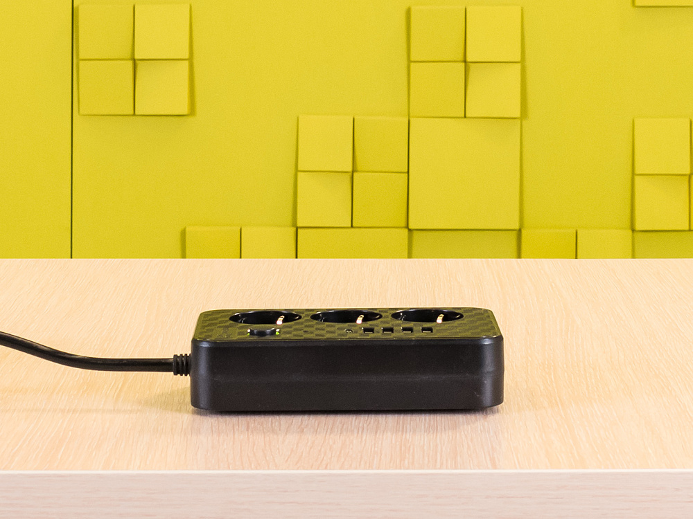 Сетевой удлинитель с USB HG-2503 Пластик Чёрный УД3-050424