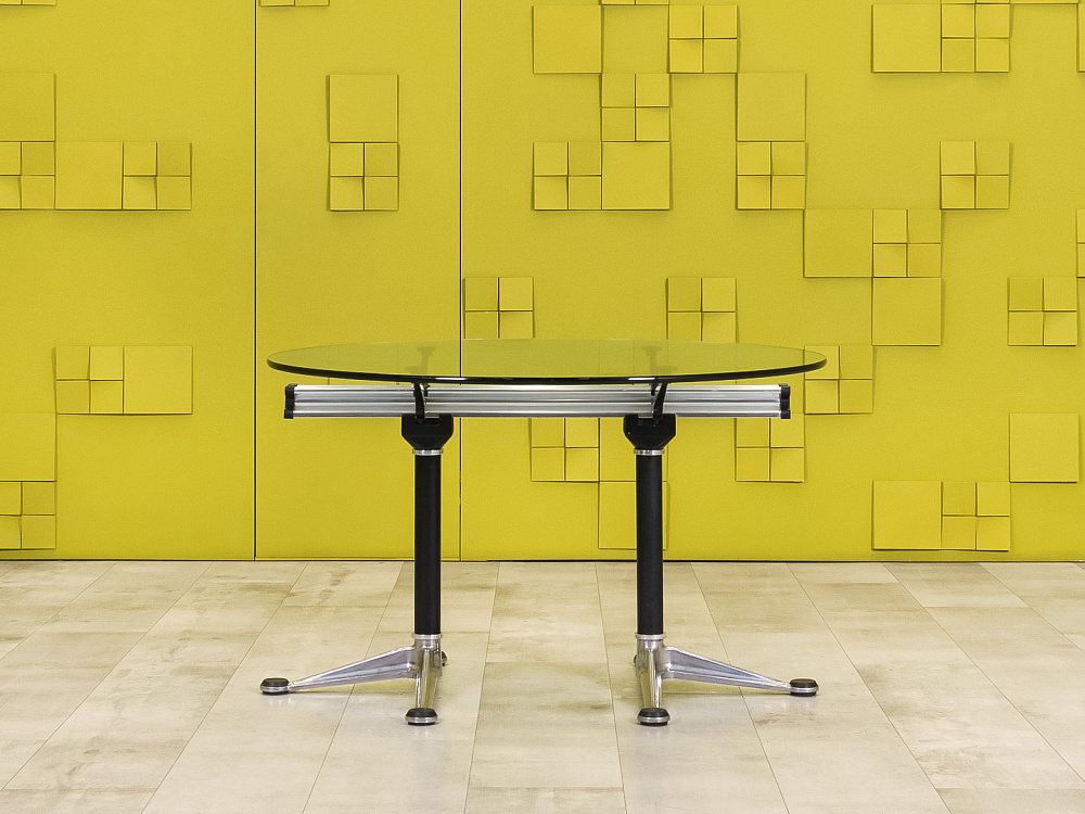 Офисный стол для переговоров Burdick Herman Miller 1200x1200x750 Стекло США_СГКС-030823