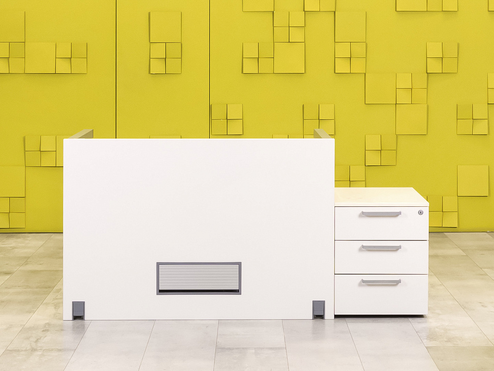 Комплект офисной мебели стол с тумбой  Steelcase ЛДСП Белый Франция  СППБТ1-04026