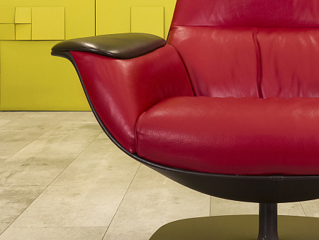 Мягкое кресло Massaud Lounge Chair Steelcase Кожа Красный США  КНКК-19125