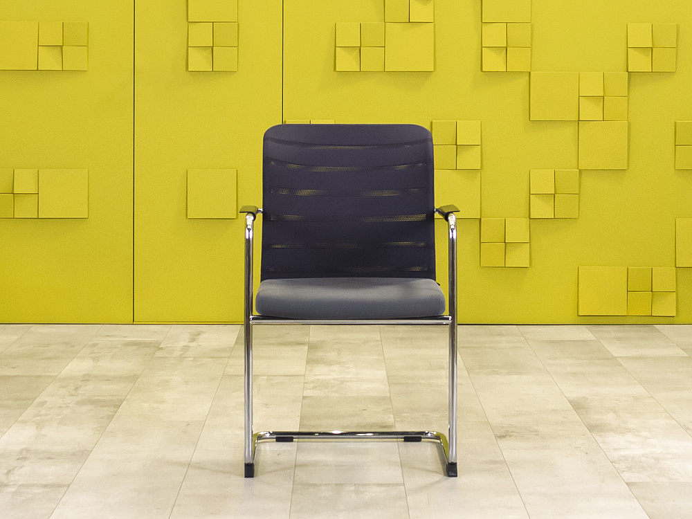 Конференц кресло для переговорной на полозьях ZUCO Ткань Серый Швейцария_КДТС-260224