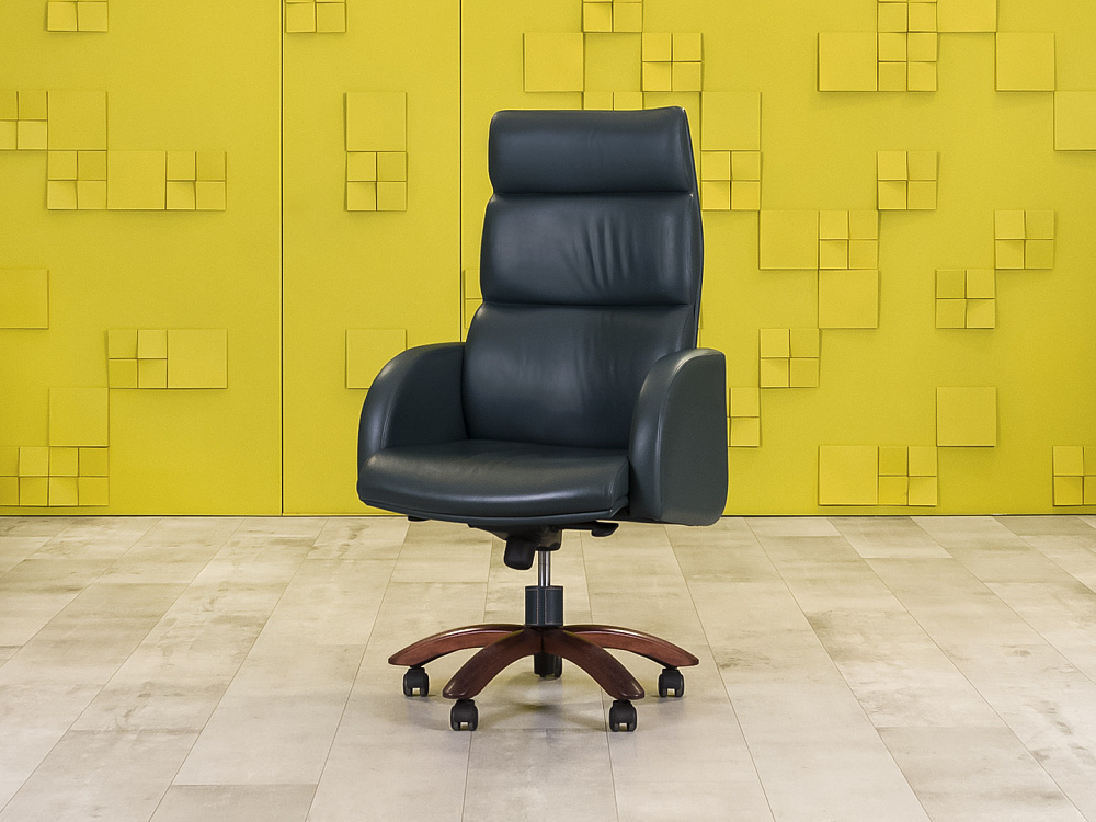 Офисное кресло руководителя на колесах CODUTTI MINOS Кожа Зелёный Италия_КРКЗ-02071