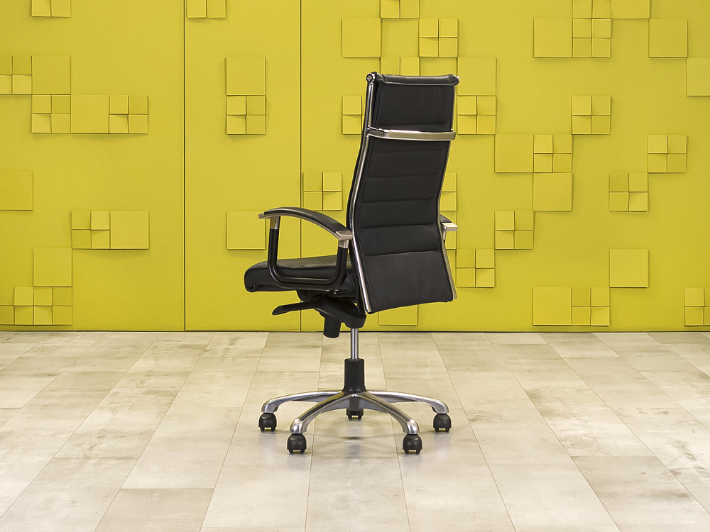 Офисное кресло руководителя на колесах Sitland Экокожа Чёрный Италия_КРКЧ-271123