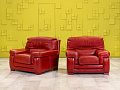 Диван и 2 кресла TS SALOTTI 1600x900 Кожа Красный Италия_ДНККК-241123