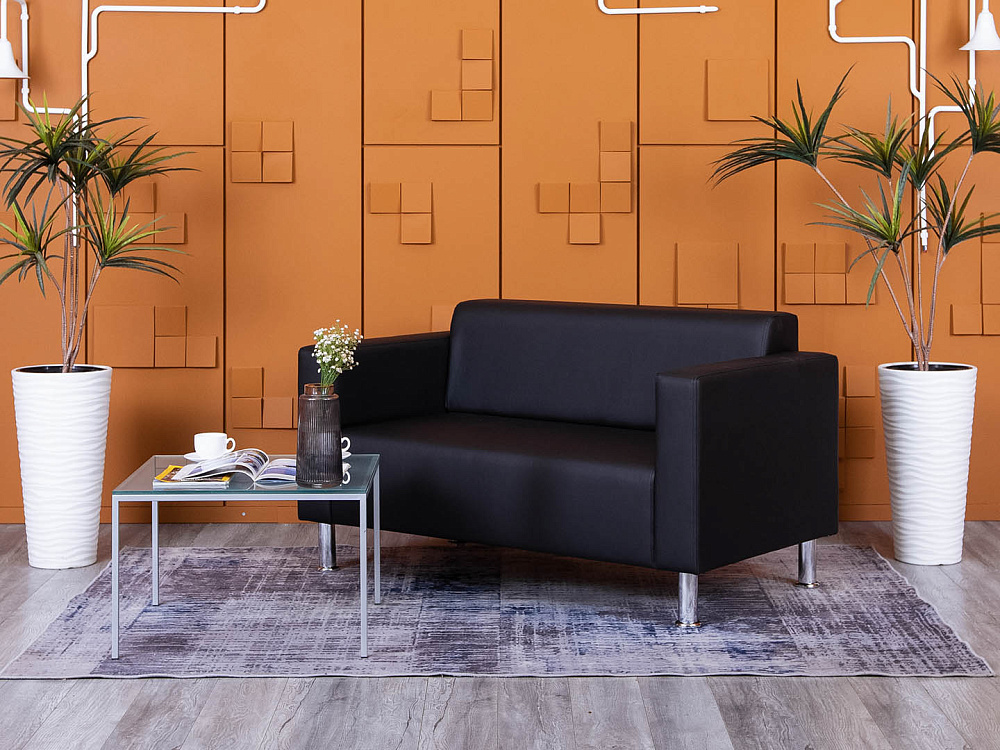 Офисный диван ДМебель Кожзам Черный   (ДНКЧ2-25094(нов))