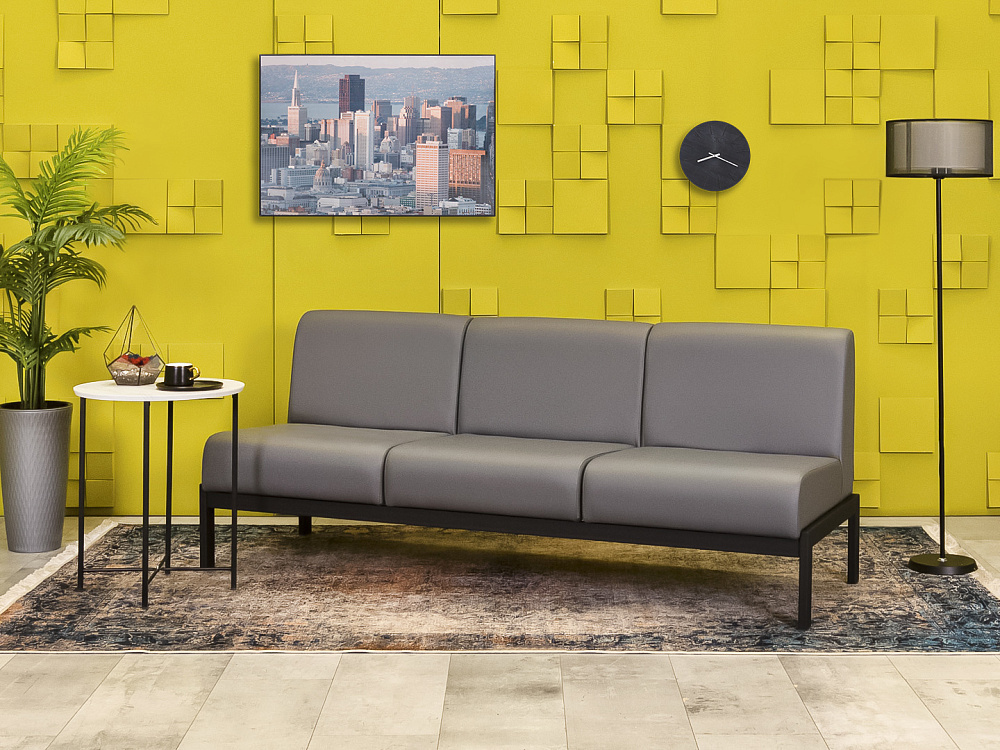 Офисный диван Сандра Кожзам Серый Россия  ДНКС-27046