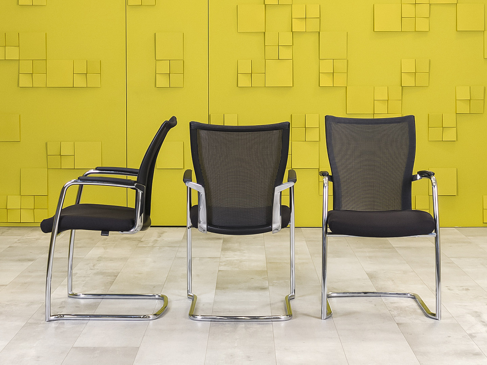 Конференц кресло для переговорной на полозьях Comforto HAWORTH Ткань Чёрный США_КДТЧ1-290124