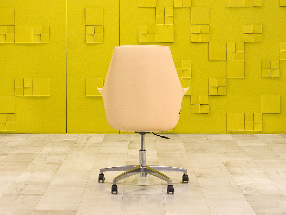 Офисное кресло руководителя на колесах KIMERA KASTEL Кожа Бежевый Италия_КРКБ-22089