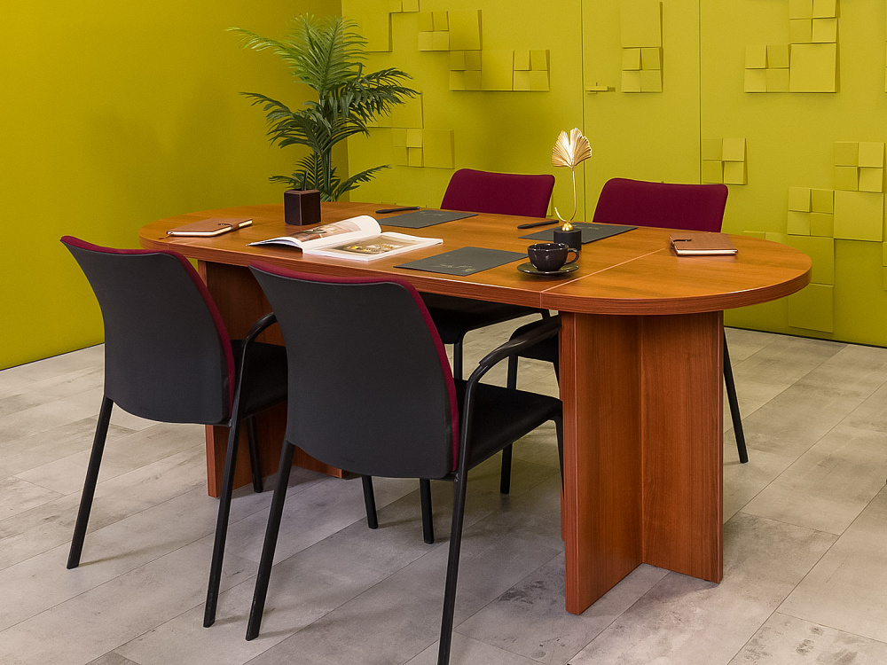 Офисный стол для переговоров 2000x800x750 ЛДСП Вишня Россия_СГОШ-200624