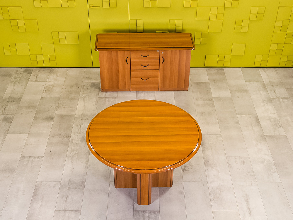 Офисный стол для переговоров CANNES Goodfurniture 1200x1200x760 МДФ Орех Италия_СГКХК-070524