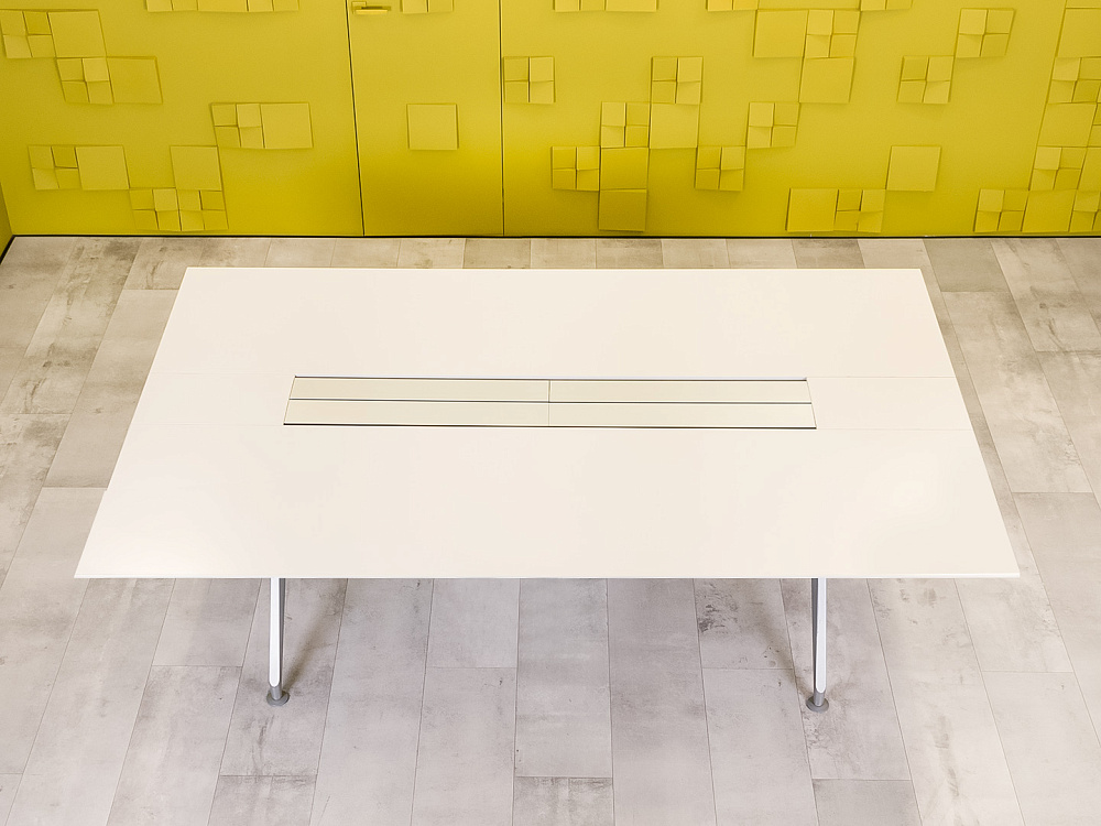 Офисный стол для переговоров Steelcase 2450x1500x720 МДФ Белый Франция_СГПБ-281223