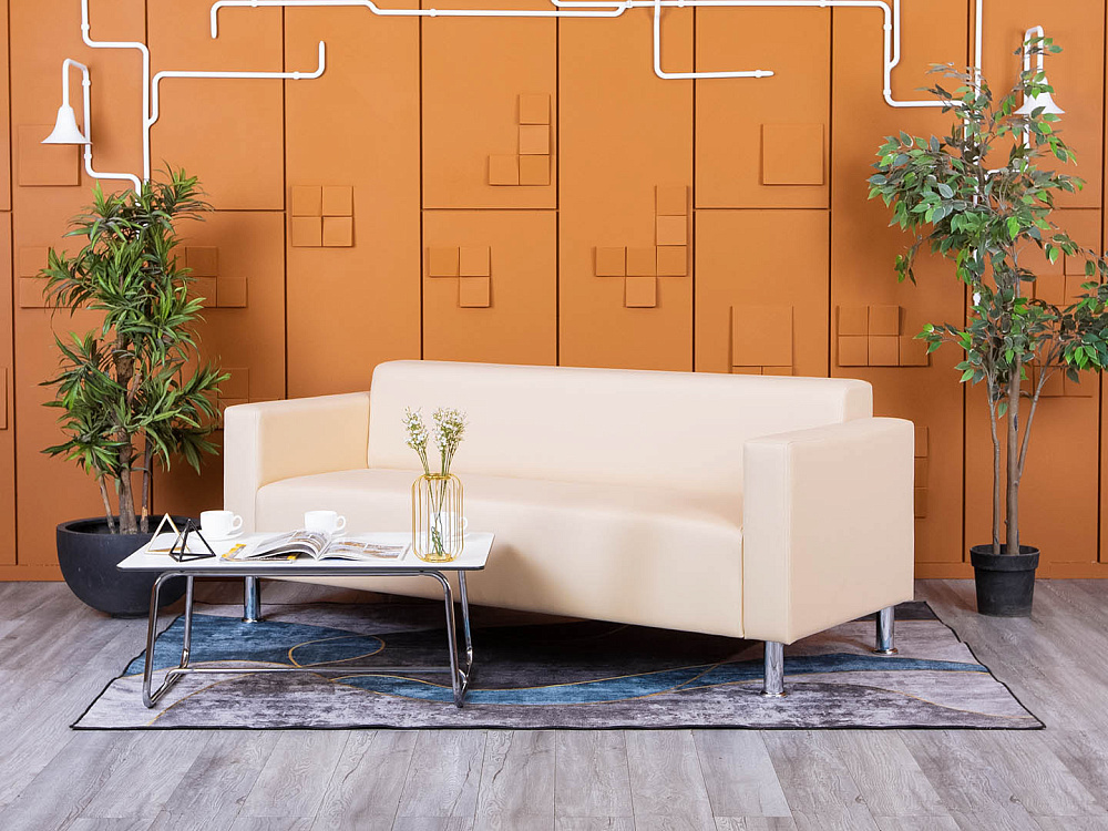 Офисный диван ДМебель Кожзам Бежевый   (ДНКБ3-25094(нов))