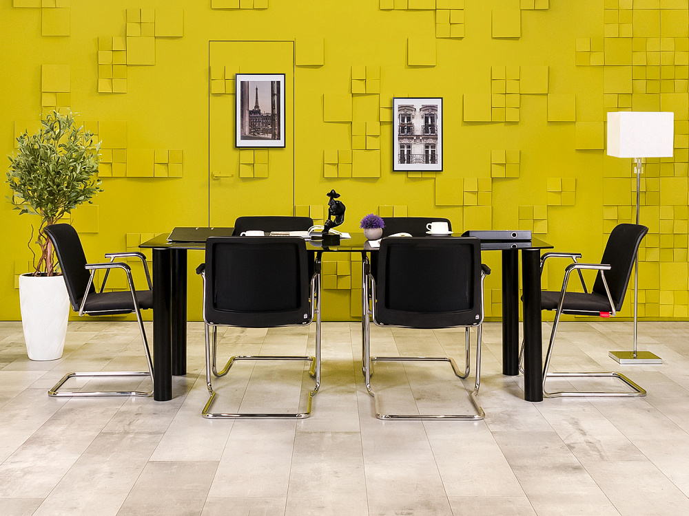 Офисный стол для переговоров 2000x1000x750 Стекло Серый Импорт_СГОС-110924