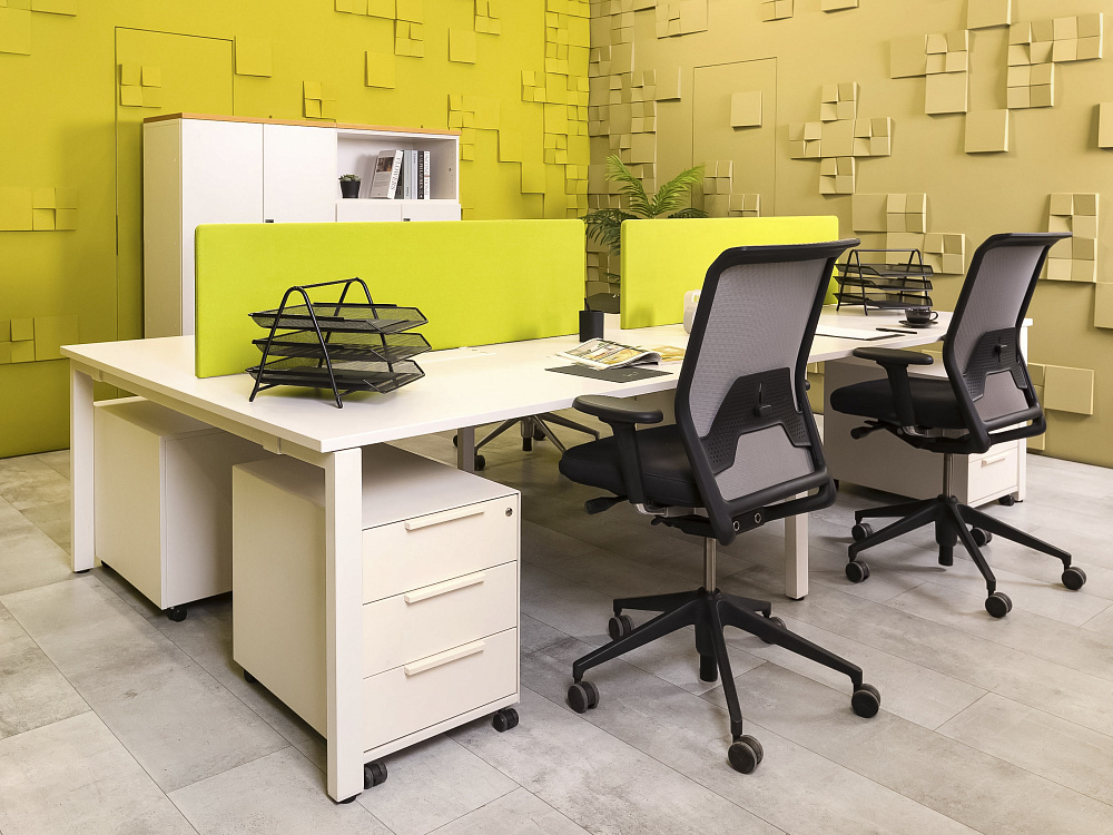 Комплект офисной мебели стол с тумбой  Vitra ЛДСП Белый Швейцария  ГКБ3-04026