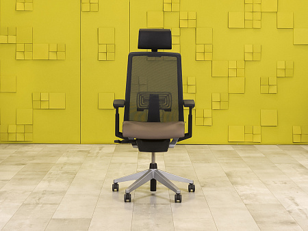 Офисное кресло руководителя на колесах HAWORTH Кожа Коричневый США  КРКК-17125