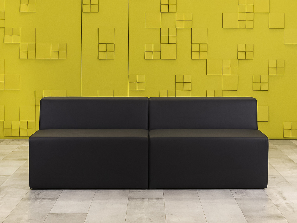 Офисный диван Кожзам Чёрный Россия  ДНКЧ1-20016