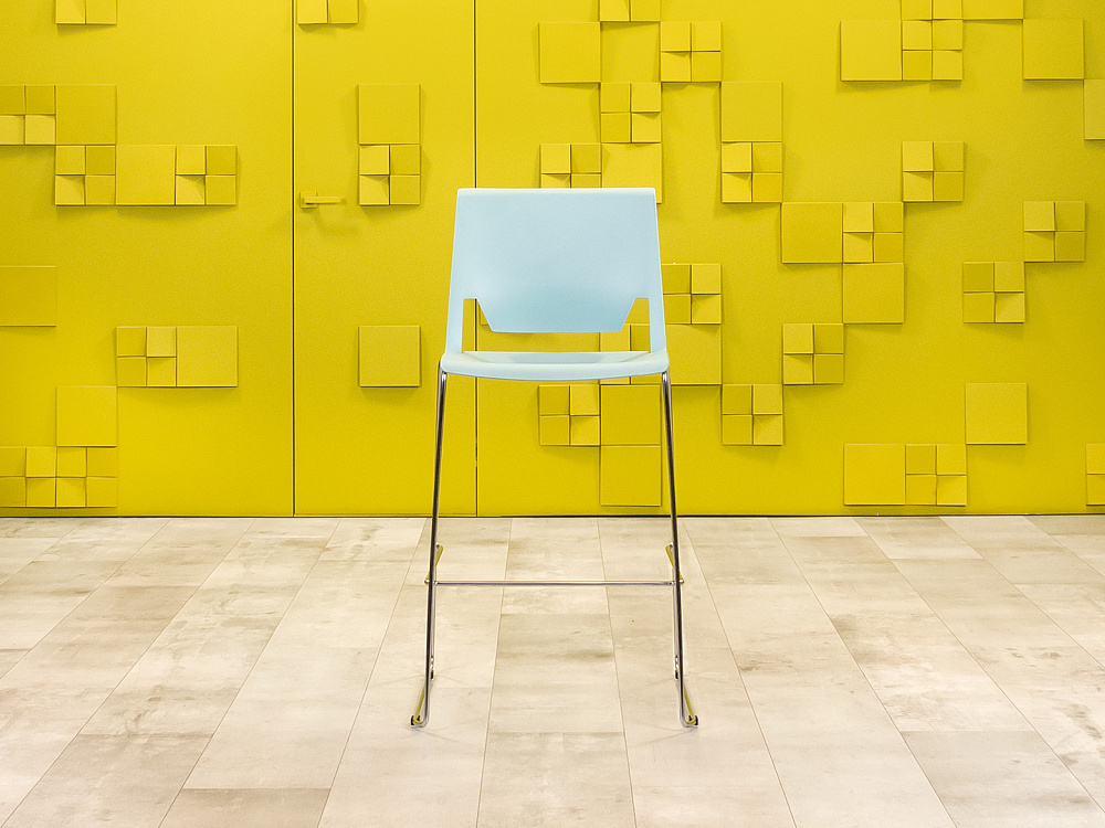 Барный стул на полозьях HAWORTH Пластик Синий Германия_УДПН-040523