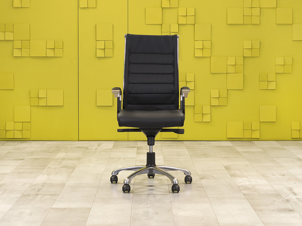 Офисное кресло руководителя на колесах Sitland Экокожа Чёрный Италия_КРКЧ-271123