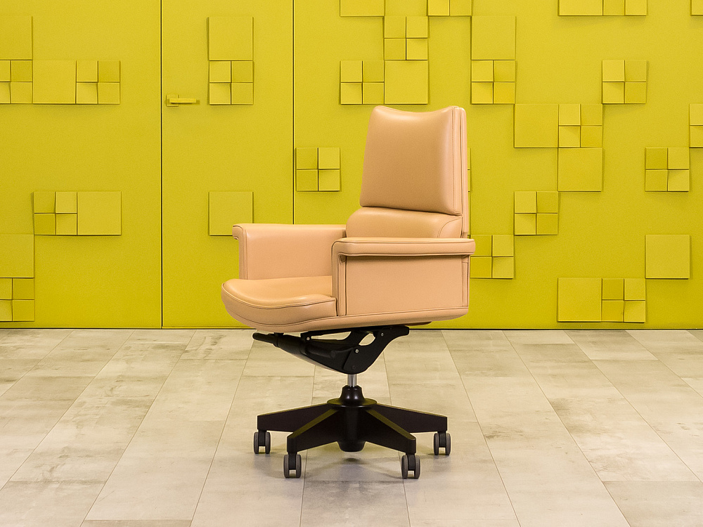 Офисное кресло руководителя на колесах MASCHERONI Кожа Бежевый Италия_КРКБ-170624