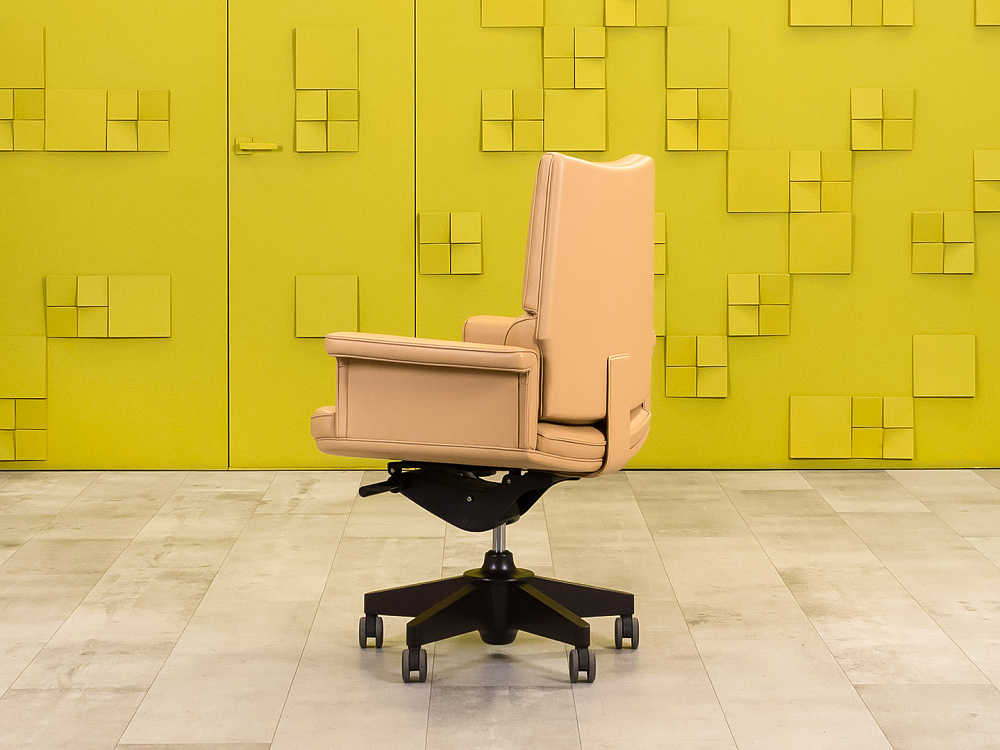 Офисное кресло руководителя на колесах MASCHERONI Кожа Бежевый Италия_КРКБ-170624