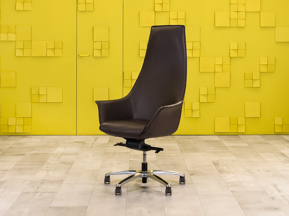 Офисное кресло руководителя на колесах Kastel  Кожа Коричневый Италия_КРКК-190723