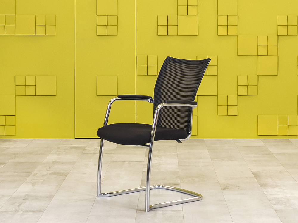Конференц кресло для переговорной на полозьях Comforto HAWORTH Ткань Чёрный США_КДТЧ1-290124