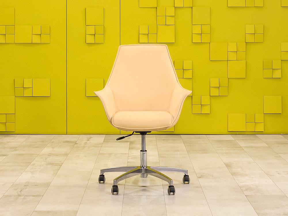 Офисное кресло руководителя на колесах KIMERA KASTEL Кожа Бежевый Италия_КРКБ-22089