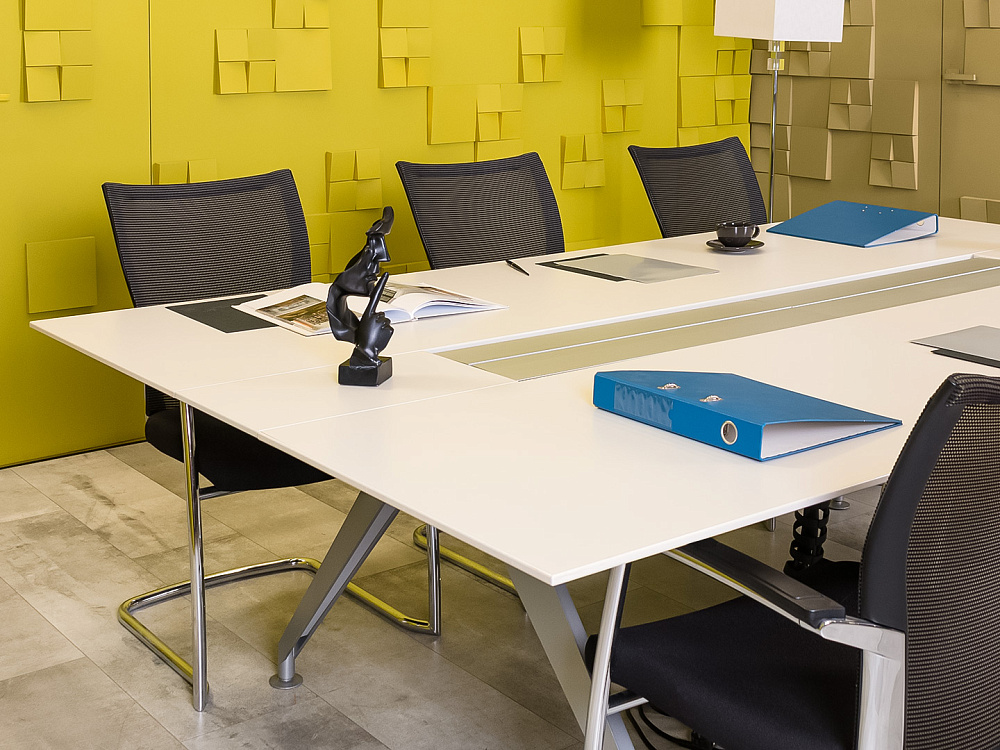 Офисный стол для переговоров Steelcase 2450x1500x720 МДФ Белый Франция_СГПБ-281223