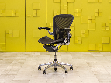 Офисное кресло руководителя на колесах Aeron B Herman Miller Сетка Чёрный США_КРТЧ-010824