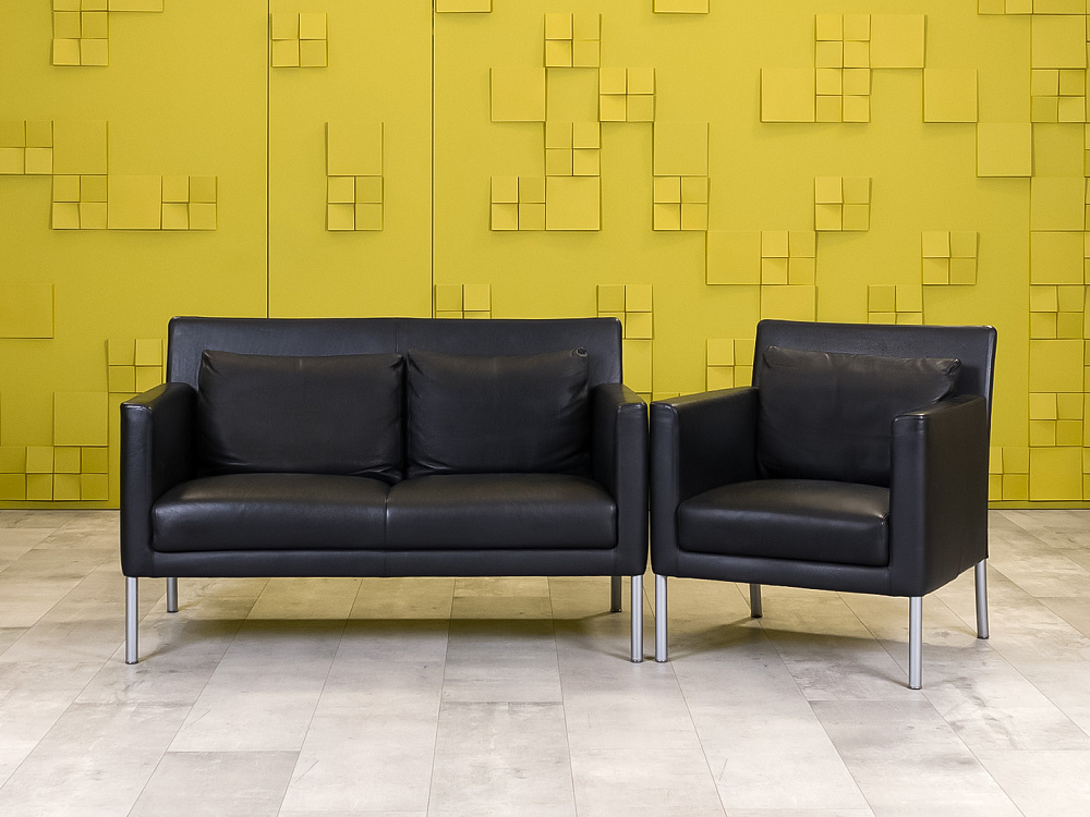 Комплект мягкой мебели WALTER KNOLL 1300x690 Кожа Чёрный Германия_ДНКЧК-190124