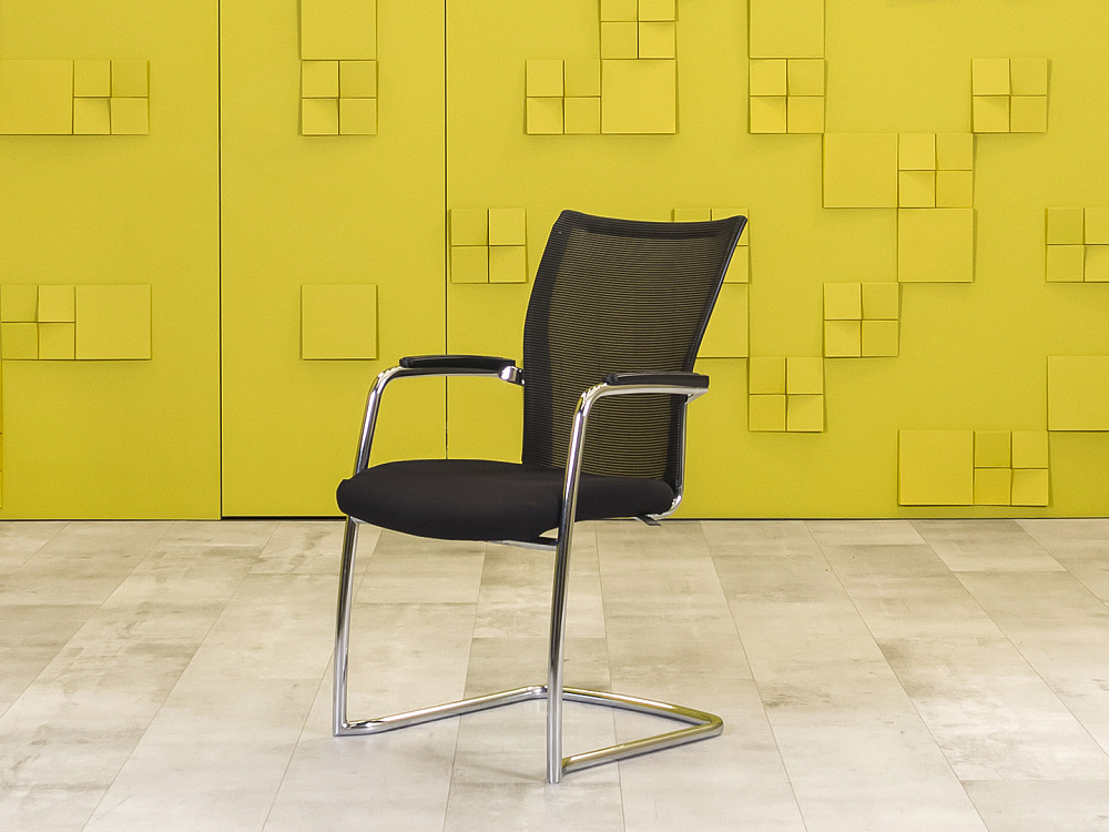Конференц кресло для переговорной на полозьях Comforto HAWORTH Ткань Чёрный США_КДТЧ-290124