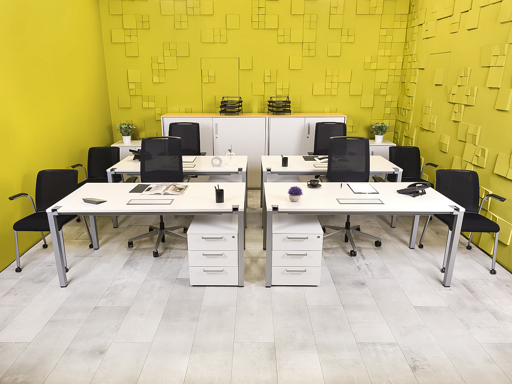 Комплект офисной мебели стол с тумбой  Steelcase ЛДСП Белый Франция  СППБТ-04026