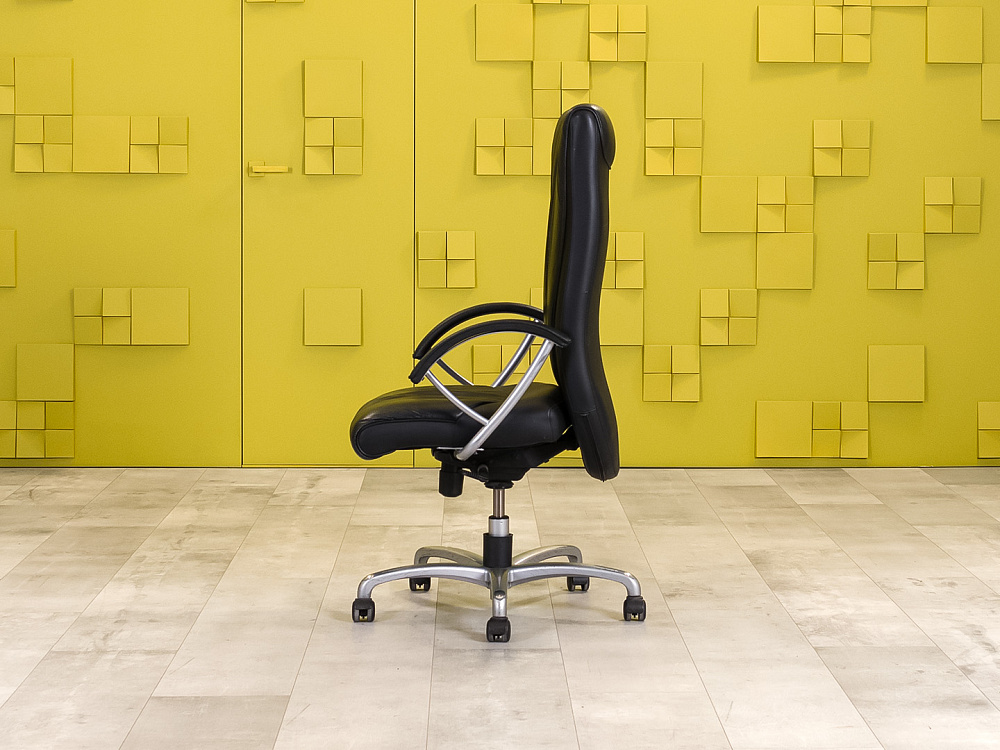 Офисное кресло руководителя на колесах Sitland Кожа Чёрный Италия_КРКЧ-201123