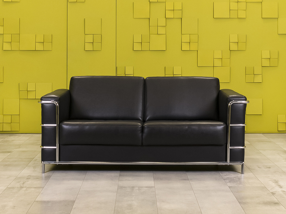 Офисный диван Кенигсберг Кожзам Чёрный Россия  ДНКЧ1-13115