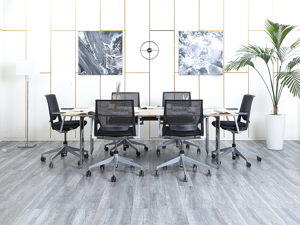 Офисный стол для переговоров  2 200х1 100х730 Шпон Зебрано   (СГПЗ-15044)