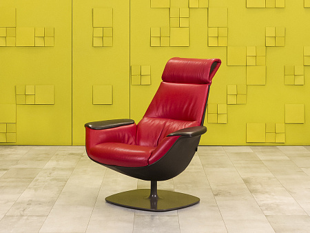 Мягкое кресло Massaud Lounge Chair Steelcase Кожа Красный США  КНКК-19125