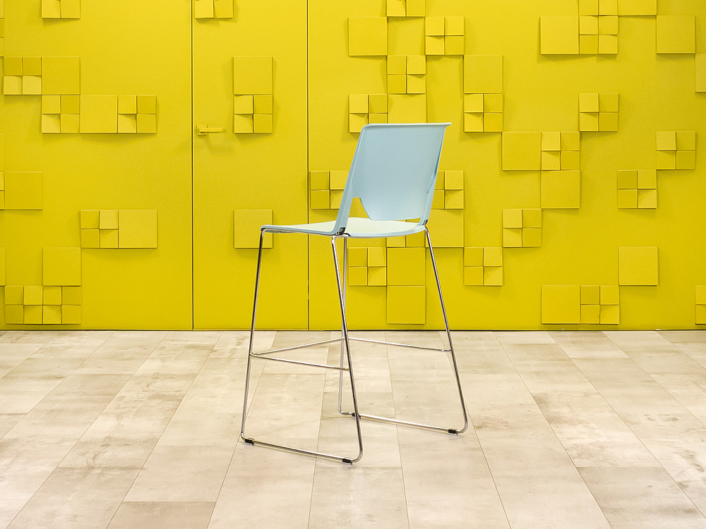 Барный стул на полозьях HAWORTH Пластик Синий Германия_УДПН-040523