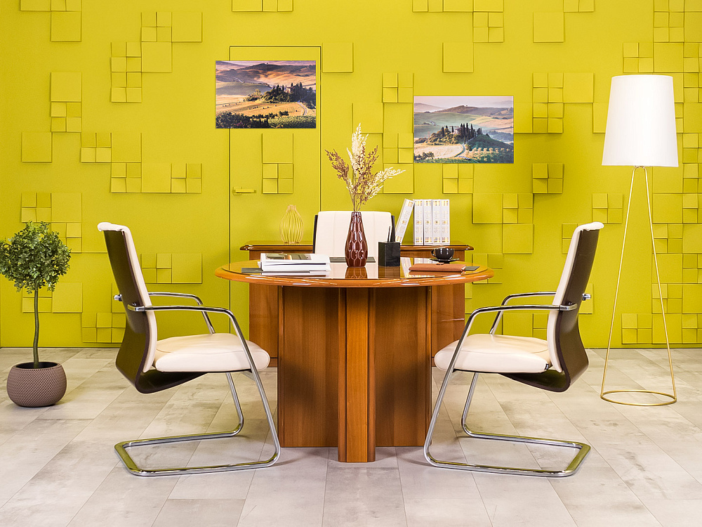 Офисный стол для переговоров CANNES Goodfurniture 1200x1200x760 МДФ Орех Италия_СГКХК-070524