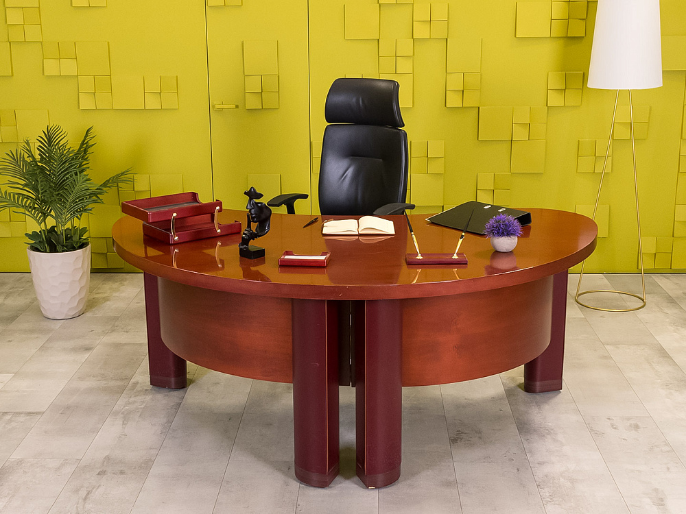 Стол для руководителя 1900x1100 ЛДСП Вишня Россия_СРЭШ4-130524