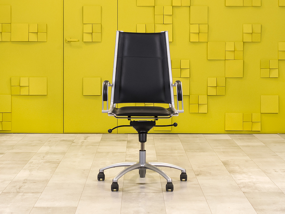 Офисное кресло руководителя на колесах Sitland Экокожа Чёрный Италия_КРКЧ-031223