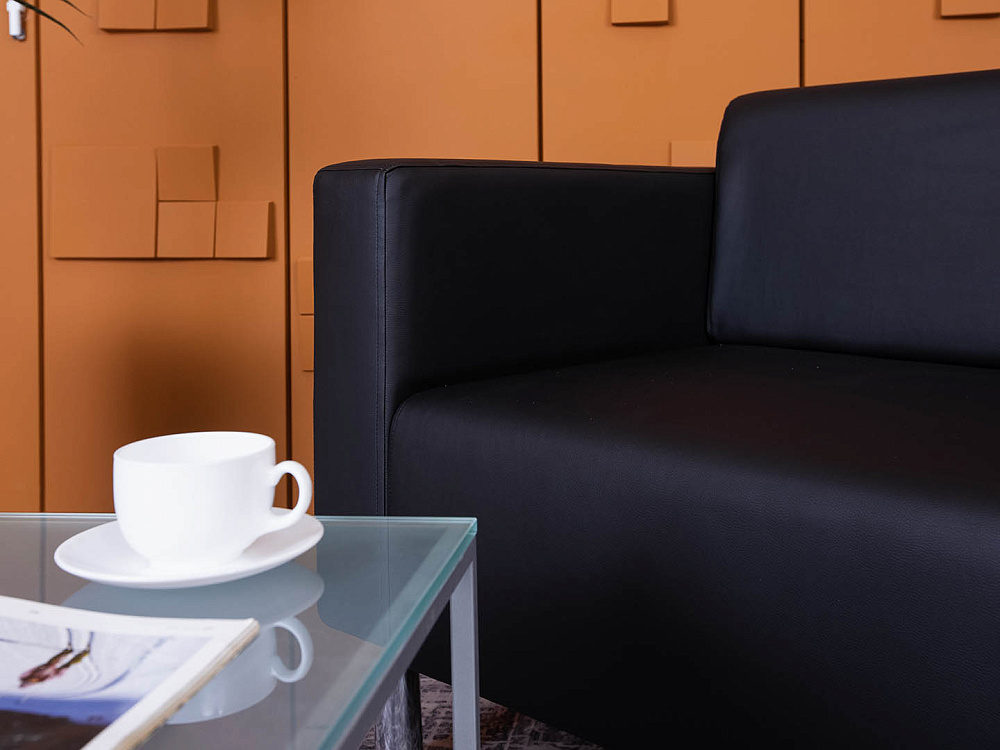 Офисный диван ДМебель Кожзам Черный   (ДНКЧ2-25094(нов))