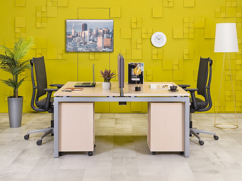 Комплект офисной мебели на 2 человека ЛДСП Зебрано Россия_ГКЗ3-290324