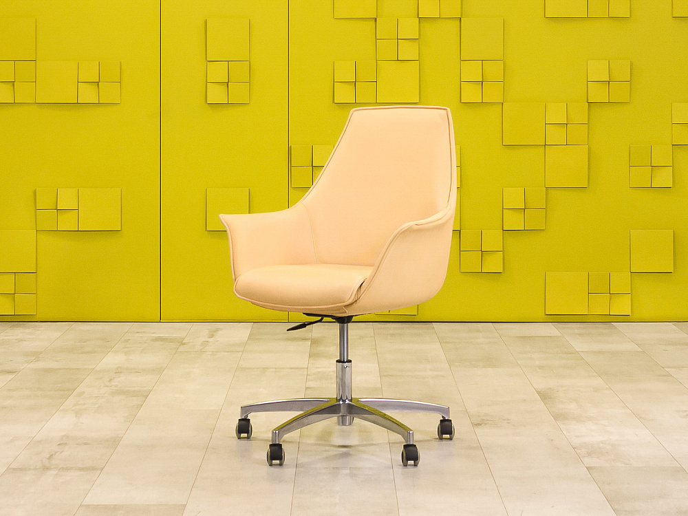Офисное кресло руководителя на колесах KIMERA KASTEL Кожа Бежевый Италия_КРКБ-22089