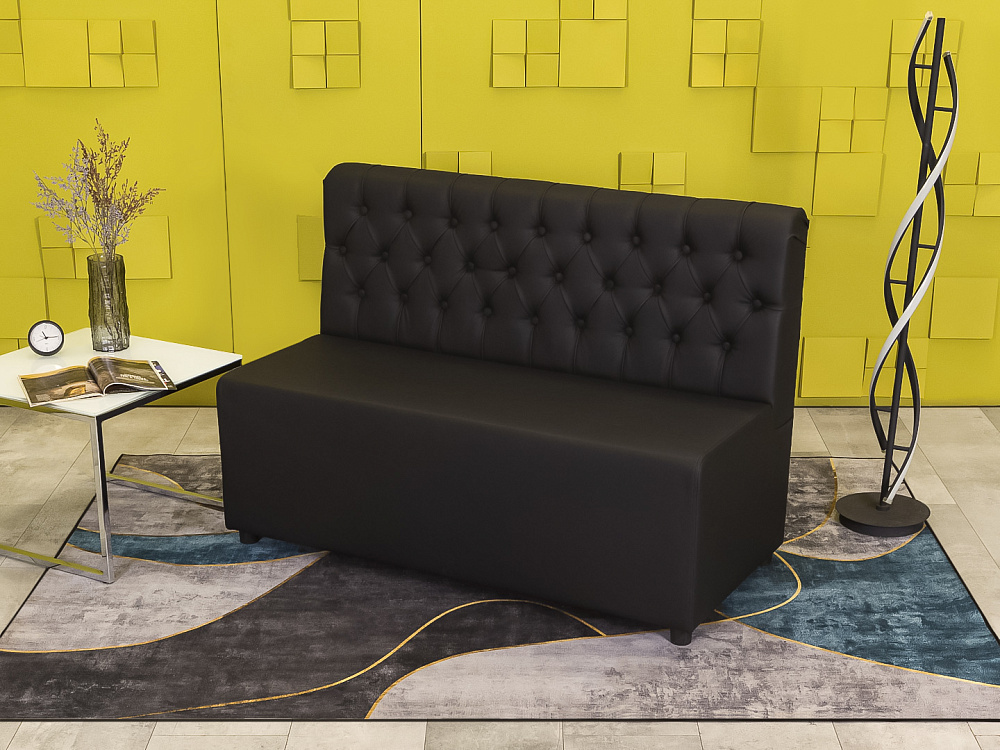 Офисный диван Кожзам Чёрный Россия  ДНКЧ-20016