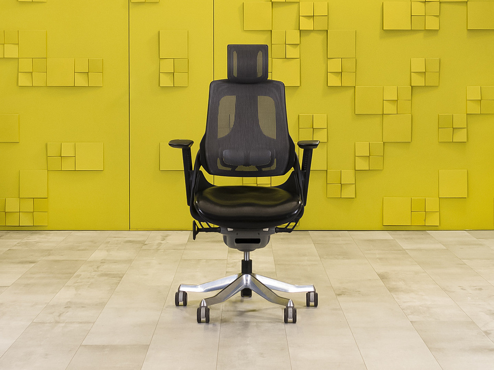 Офисное кресло руководителя на колесах Экокожа Чёрный; Серый Россия_КРКЧ2-250324